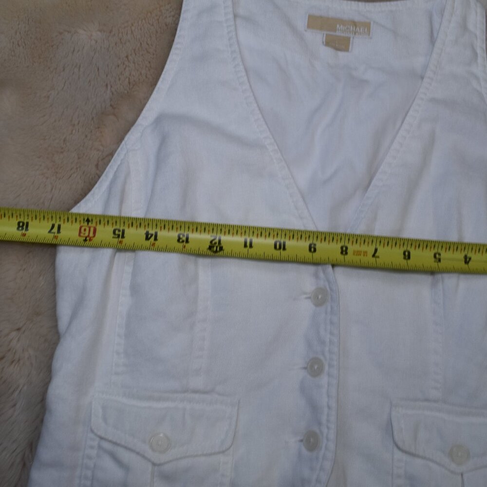 Michael Kors White Linen Vest Size Large - Picture 4 of 10